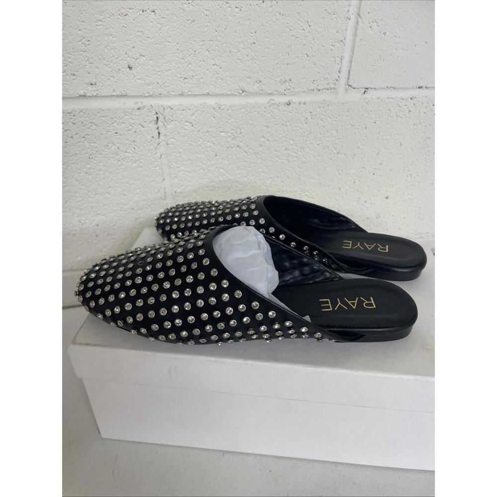 Revolve RAYE Isa Slide flat black studded  Rhinestone size 6 NIB $168 msrp - Picture 11 of 12